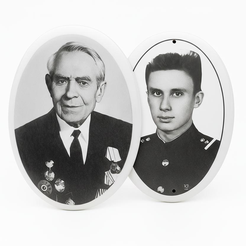 Фотокераміка для пам’ятників 1 Меморіальні портрети на овальній фотокераміці — замовити фотокераміку для пам’ятника, Київ