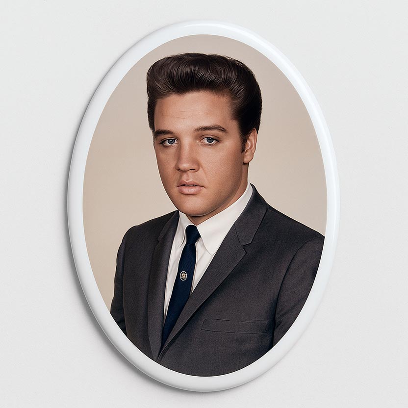 Фотокераміка для пам’ятників 2 Овальна фотокераміка на пам’ятник з кольоровим портретом чоловіка у костюмі — Київ